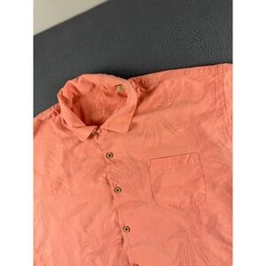 Tommy Bahama Shirt Mens 2XL Pink 100% Silk Loop Collar Jacquard Floral Hawaiian*